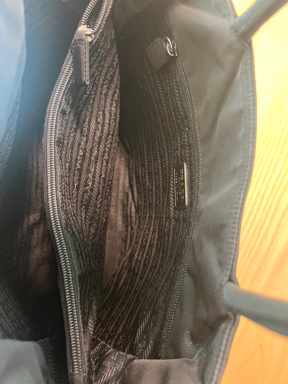 Prada Black Nylon Shopper Tote with Triangle Logo - Picture 5 of 8